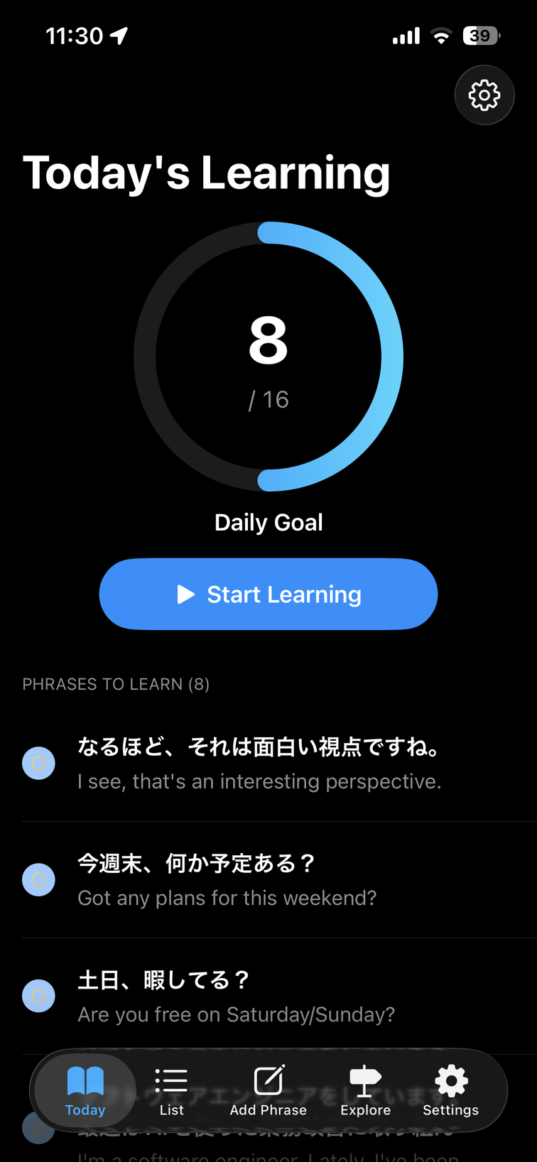 Today's learning