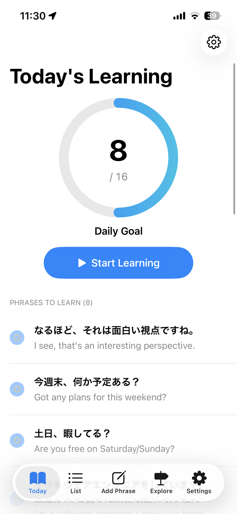 Today's learning